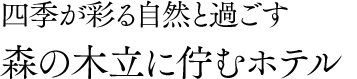 四季が彩る自然と過ごす 森の木立に佇むホテル