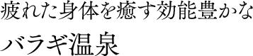 疲れた身体を癒す効能豊かなバラギ温泉